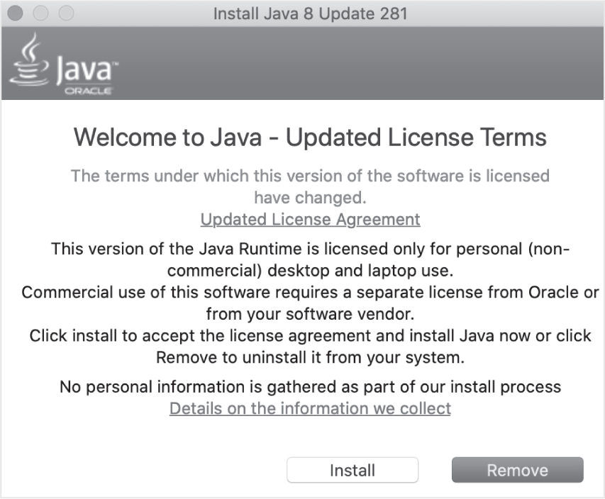 图 8.1 Java 安装过程中令人困惑的对话框。“移除”是什么意思?